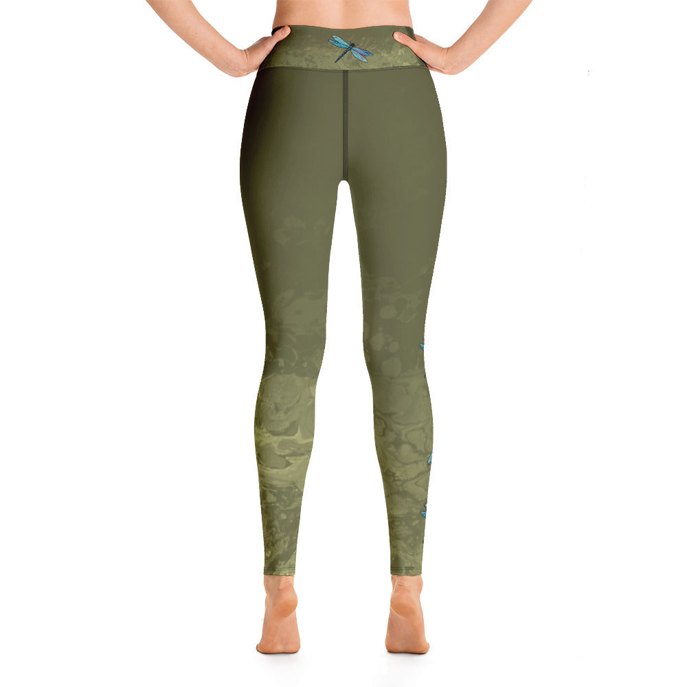Fluid with Dragonflies | Women's Fine Art High-Waist Leggings