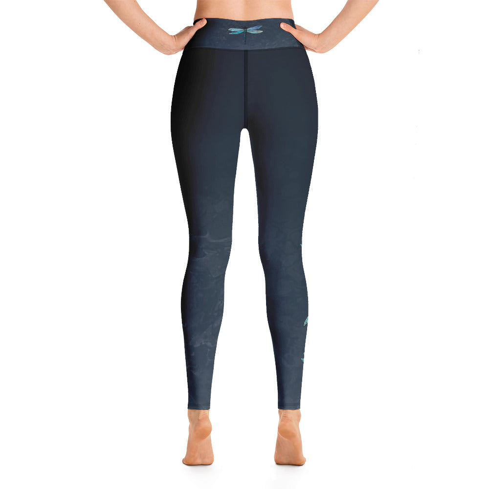 Fluid with Dragonflies | Women's Fine Art High-Waist Leggings