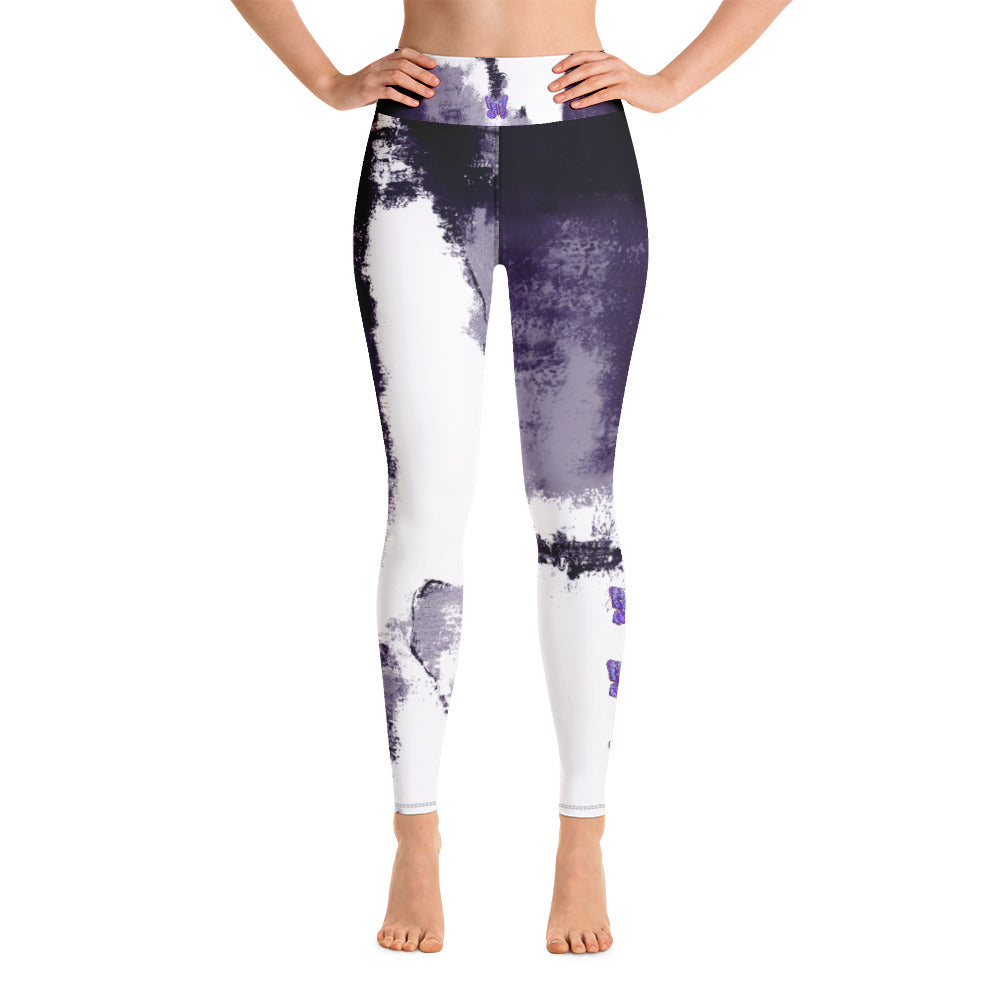 Abstract Woman Purple with Purple Butterflies | Women's Fine Art High-Waist Leggings