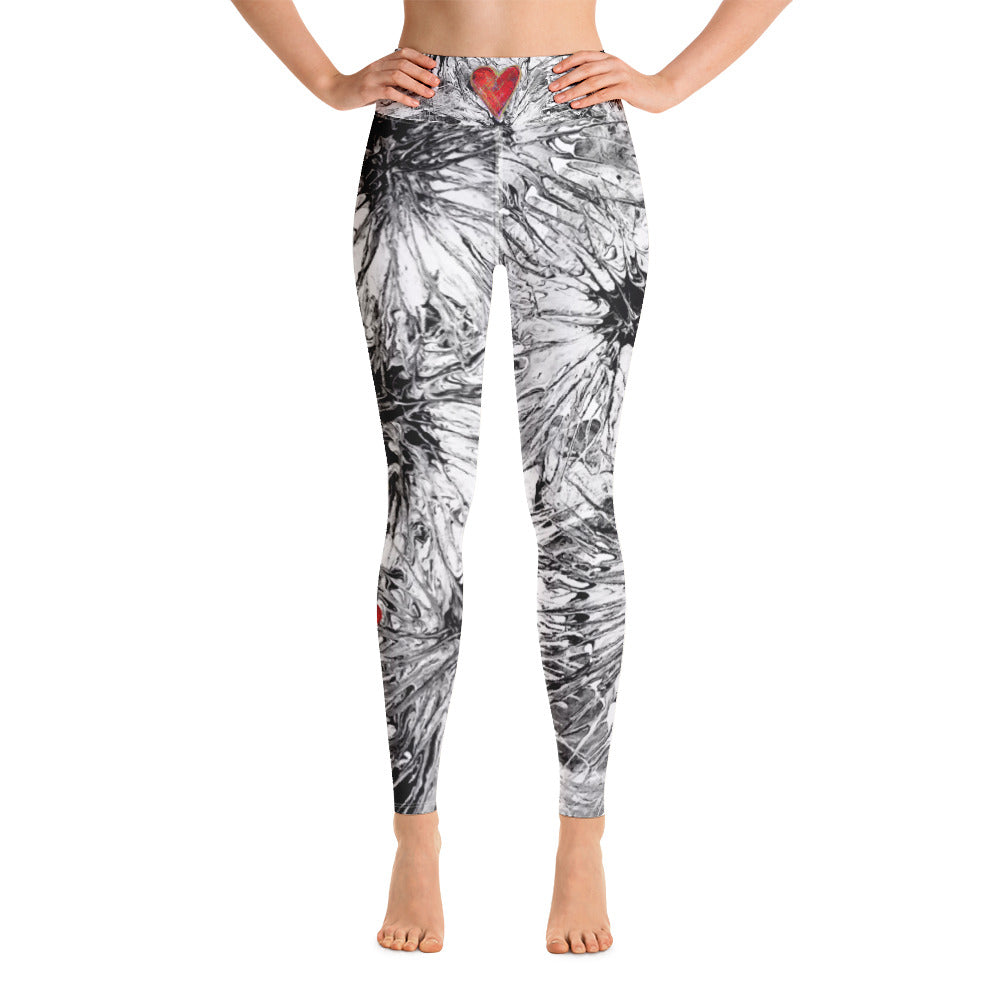 Black & White Splatter | Women's Fine Art High-Waist Leggings