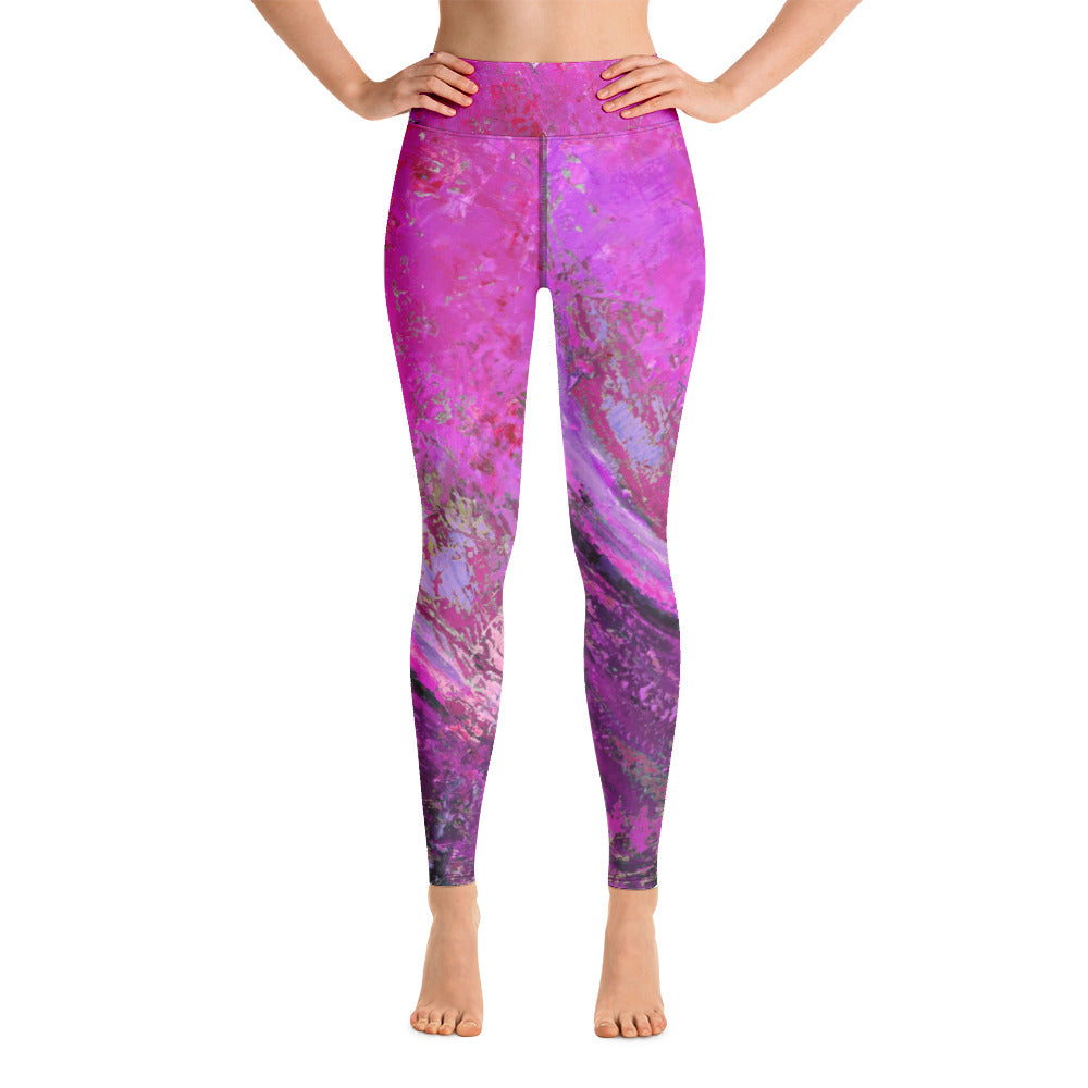 Coral Heart Fuchsia | Women's Fine Art High-Waist Leggings