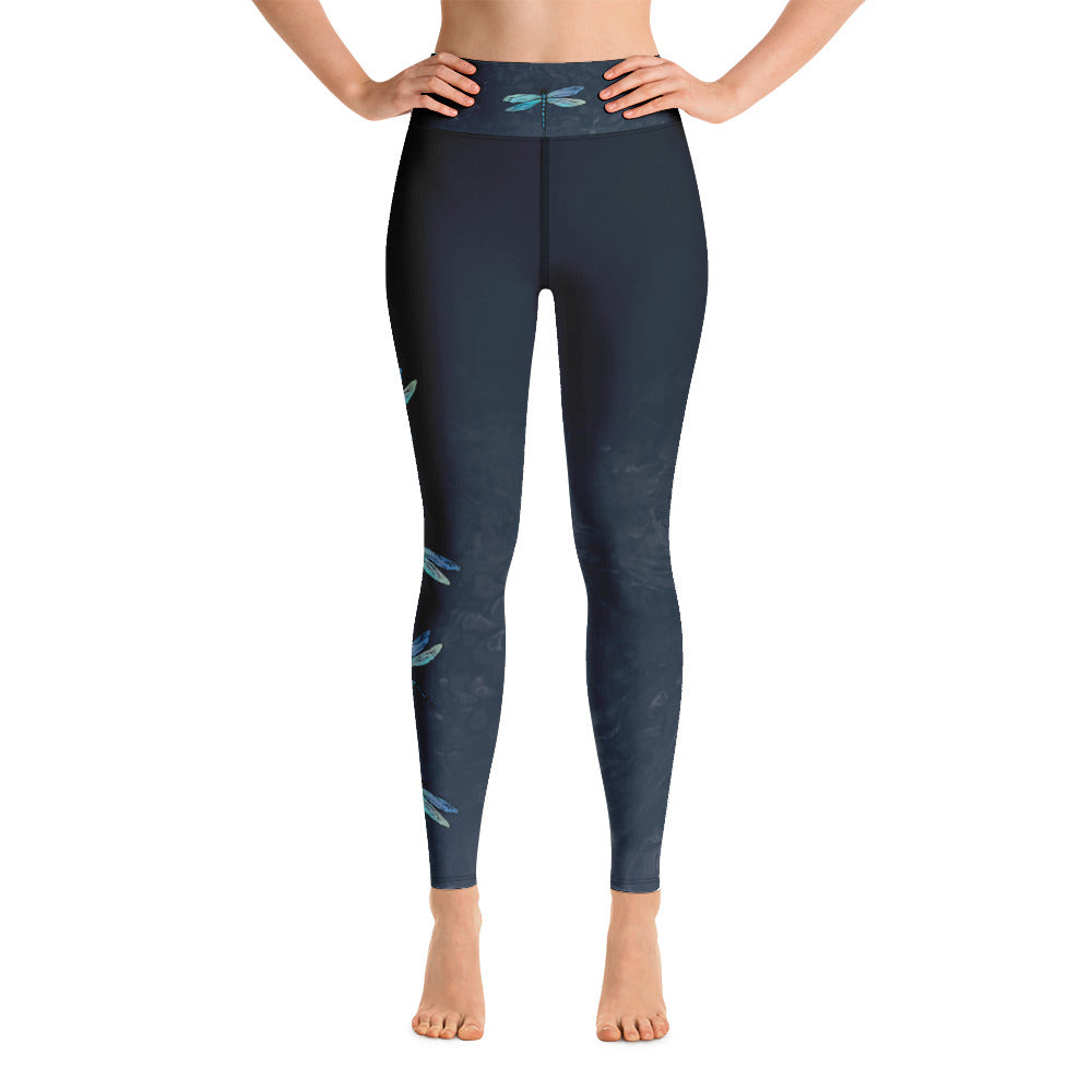 Fluid with Dragonflies | Women's Fine Art High-Waist Leggings