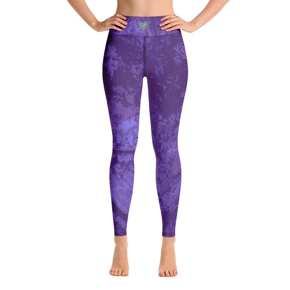 Coral Heart Deep Purple | Women's Fine Art High-Waist Leggings