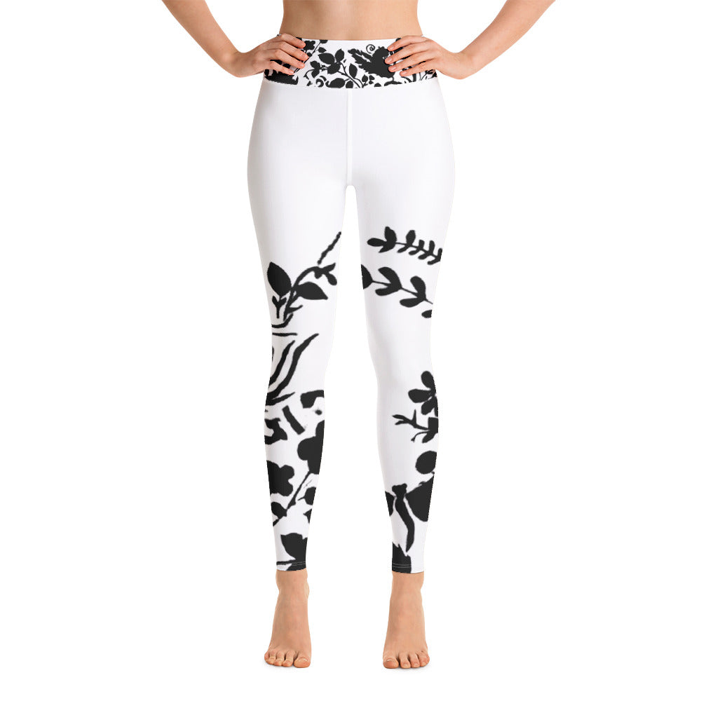 Flowers Silhouette | Women's Fine Art High-Waist Leggings