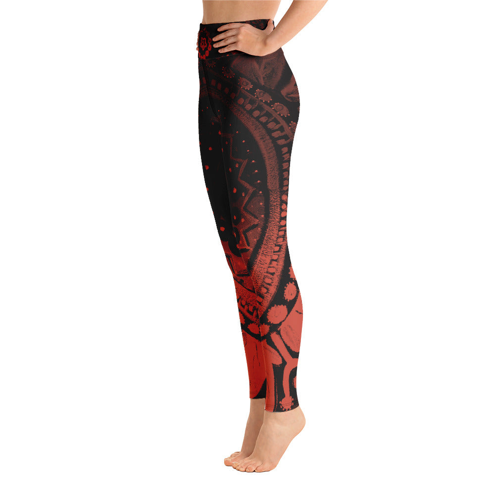 Mandala Rust | Women's Fine Art High-Waist Leggings