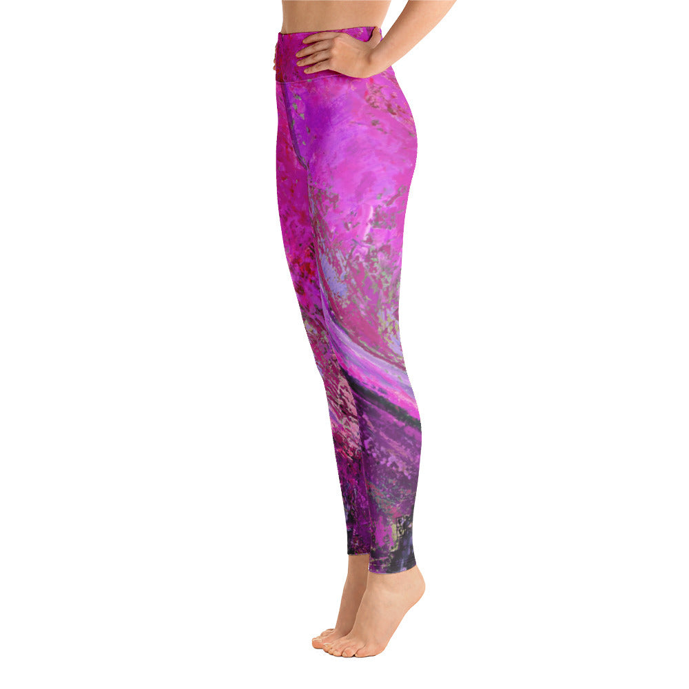 Coral Heart Fuchsia | Women's Fine Art High-Waist Leggings