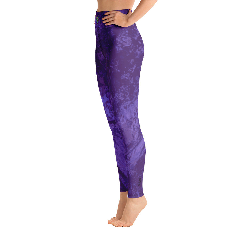 Coral Heart Deep Purple | Women's Fine Art High-Waist Leggings