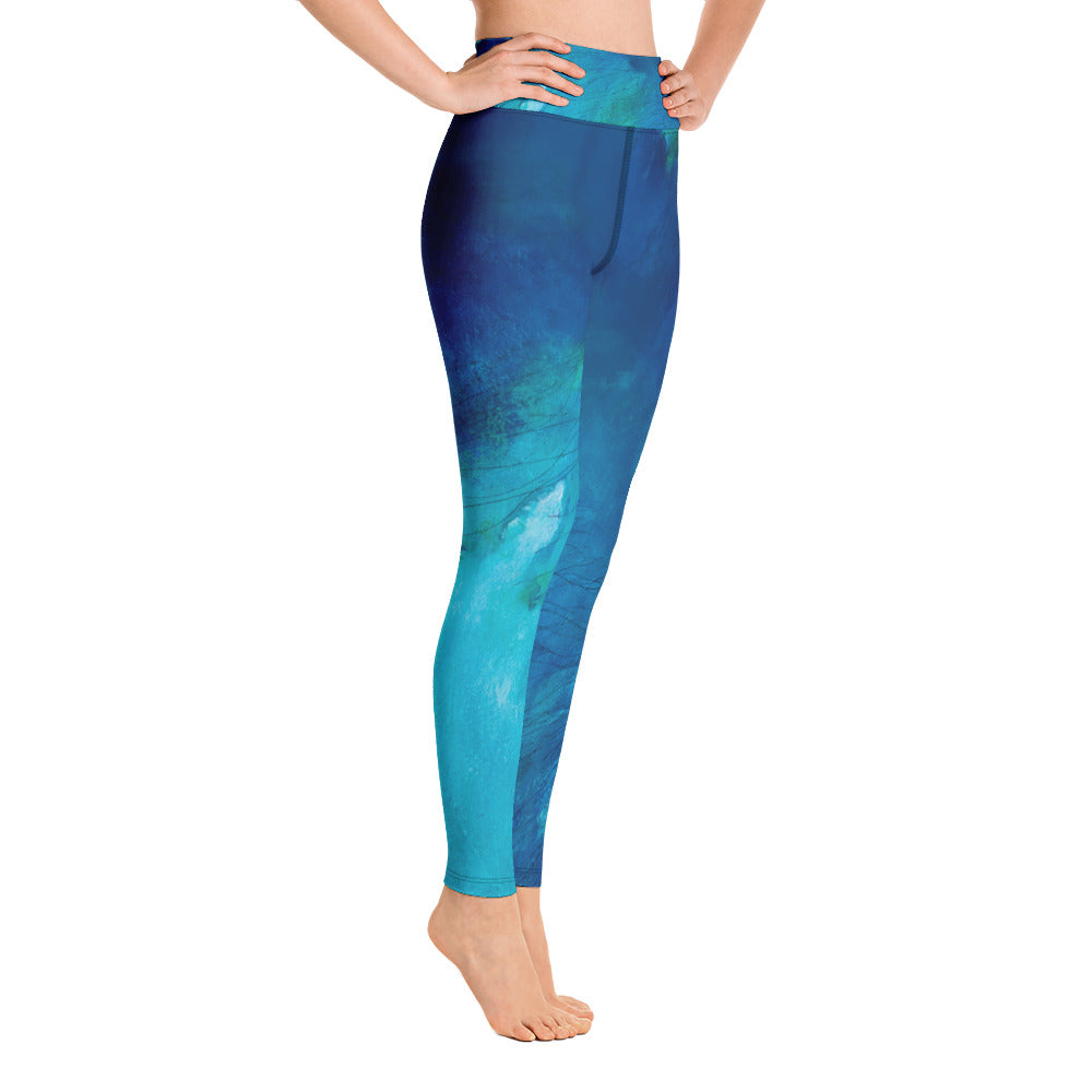 Blue Feather | Women's Fine Art High-Waist Leggings