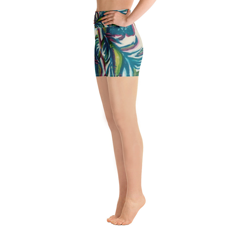 "Turquoise Floral" Yoga Shorts
