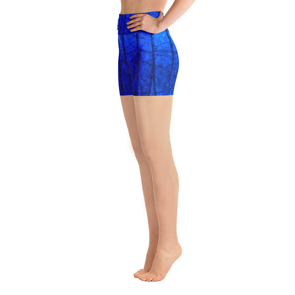 "Cobalt Trees" Yoga Shorts