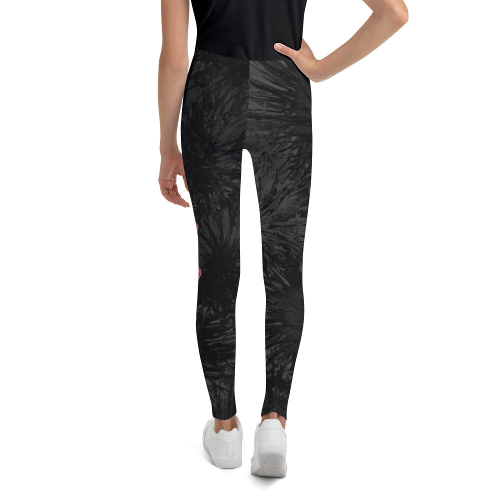 "Black Splatter with Hot Pink Hearts" Kid's Leggings