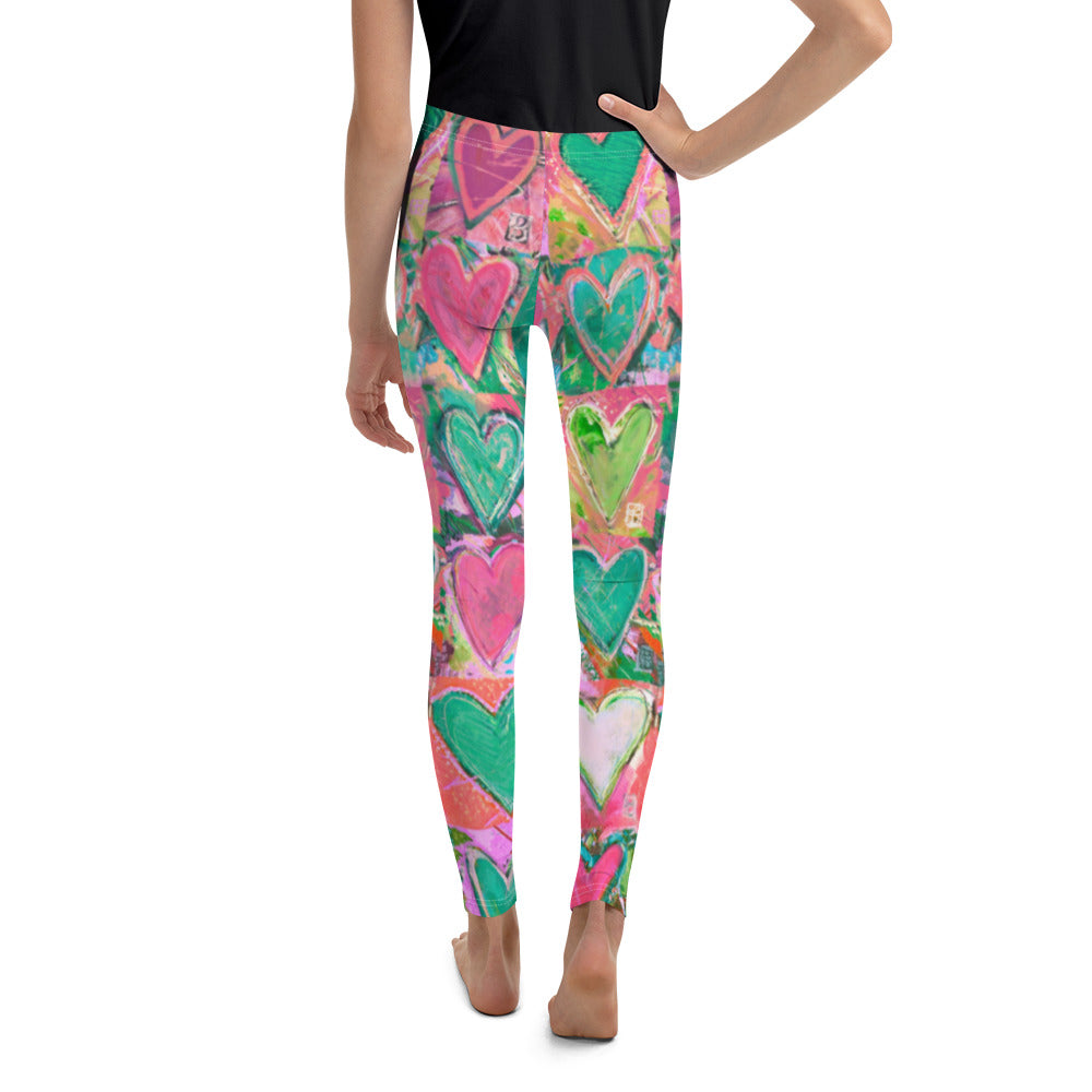 "Hearts without Borders" Pink & Green Kid's Leggings