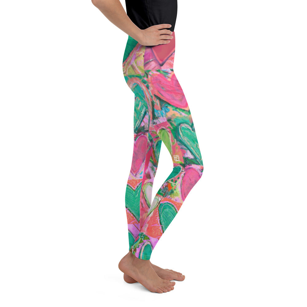 "Hearts without Borders" Pink & Green Kid's Leggings