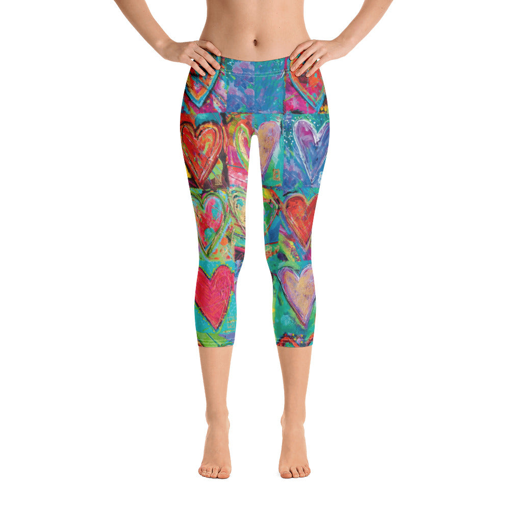 Hearts Without Borders | Women's Fine Art Regular-Waist Capris