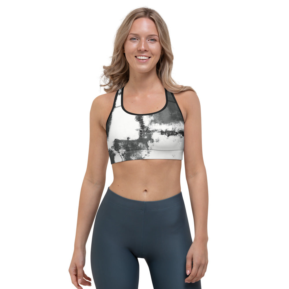 Abstract Woman Black and White | Women's Fine Art Sports Bra