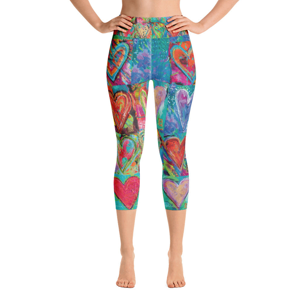 Hearts Without Borders | Women's Fine Art High-Waist Capris