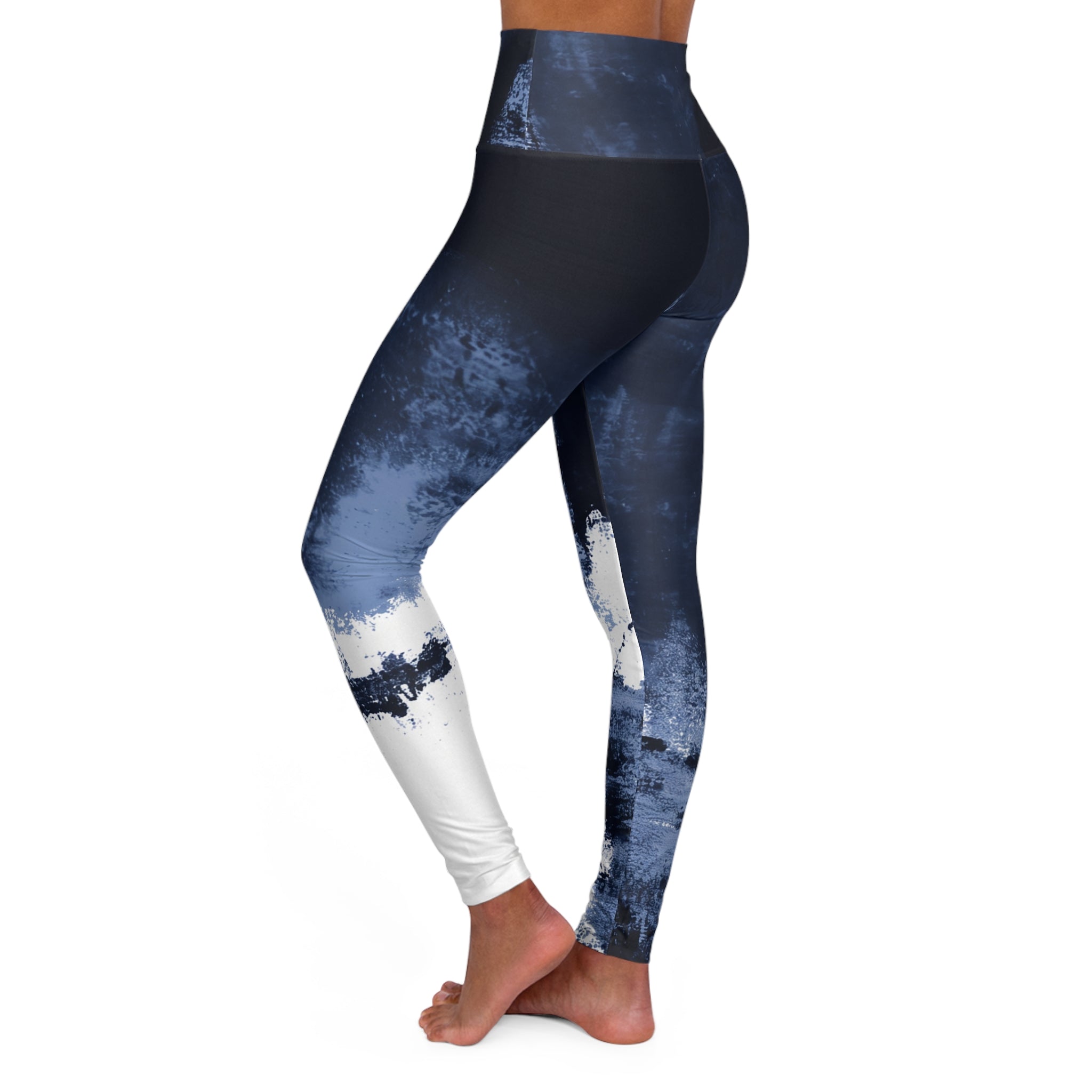 Abstract Woman Navy With Red Stars High-Waist Yoga Leggings