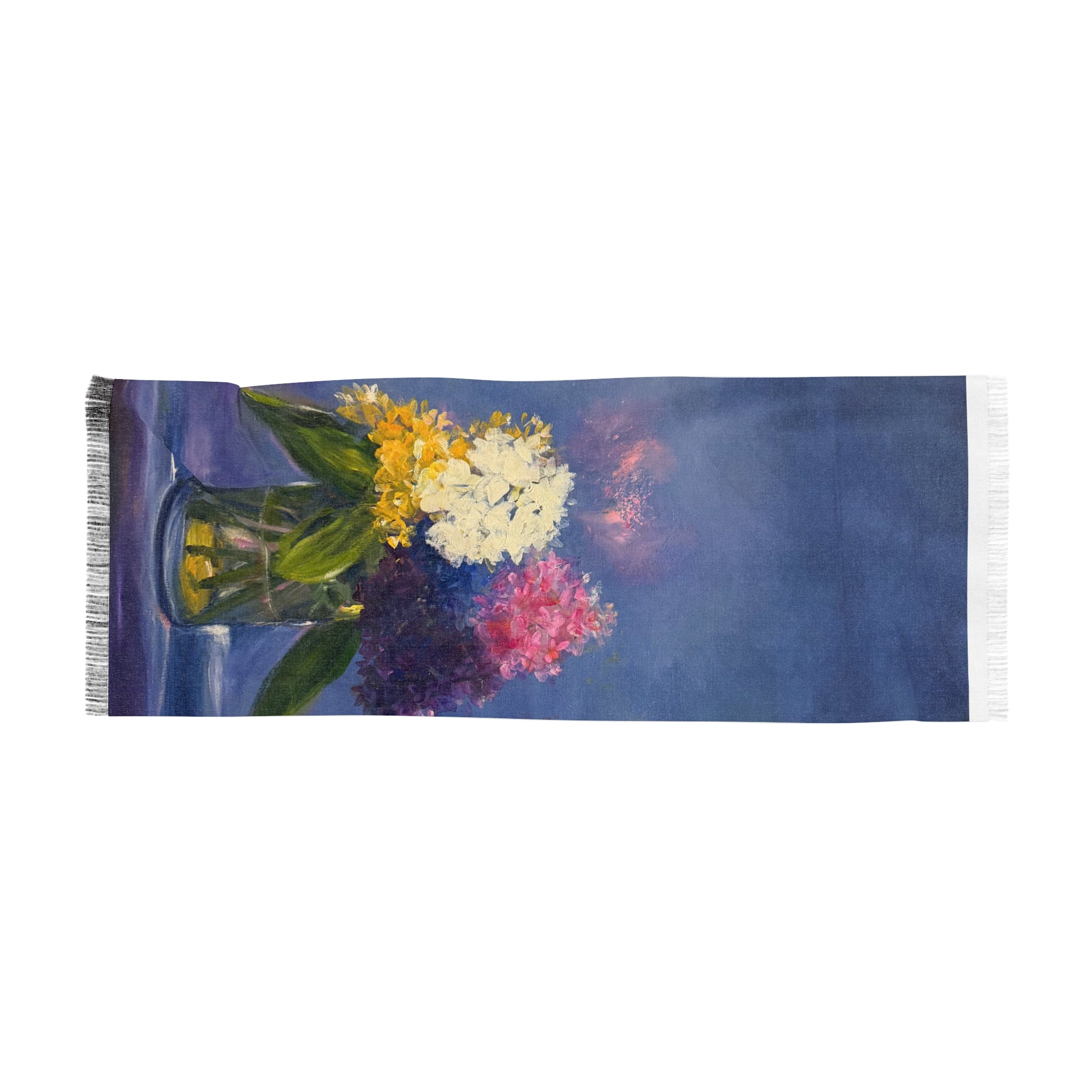 Hydrangeas Bouquet Scarf — Impressionist Vase Art Lightweight Wrap