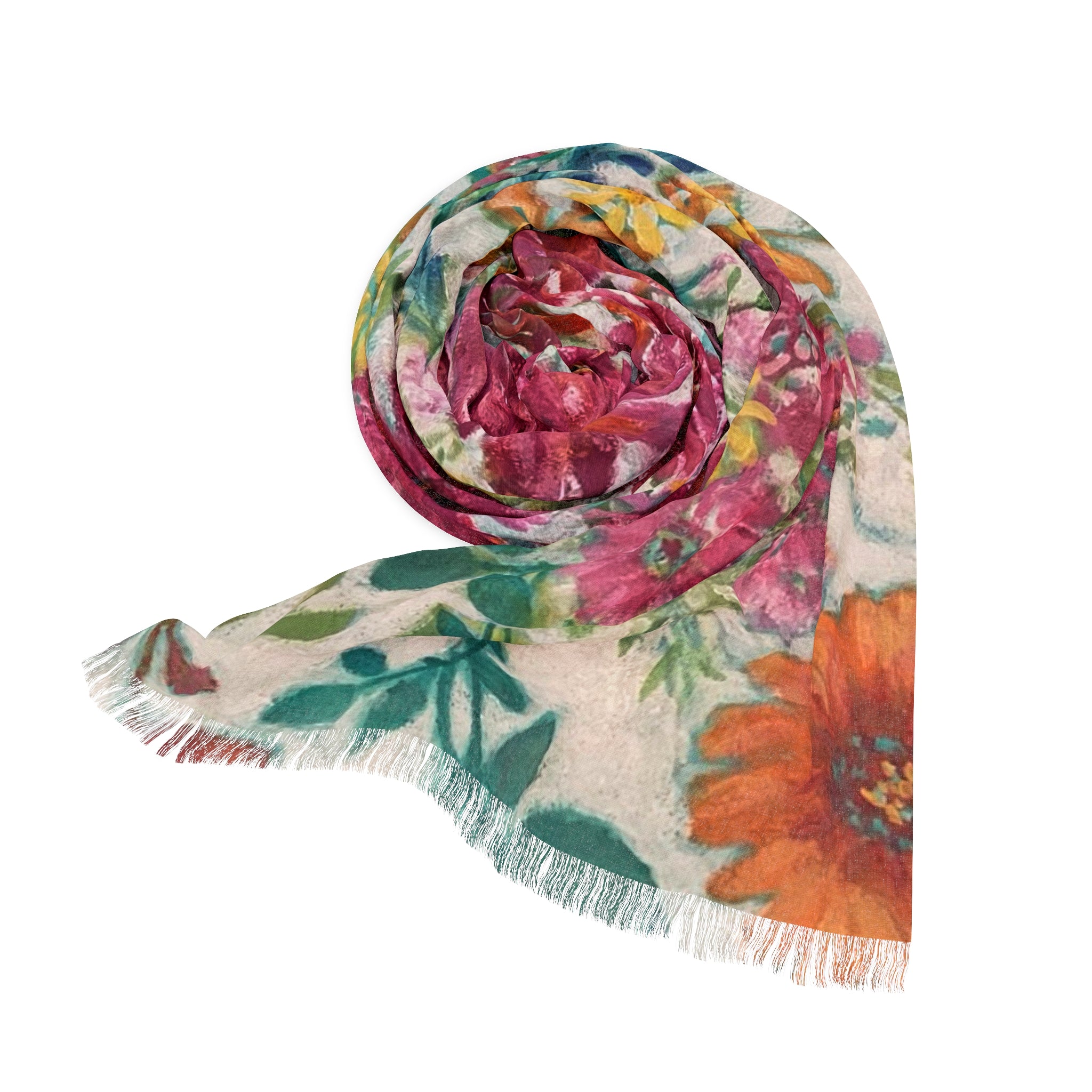 Pink Floral Pattern Scarf | Lightweight Spring Floral Scarf