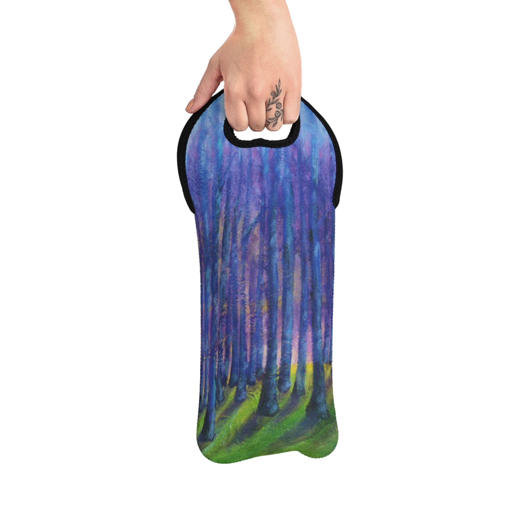 Cobalt Trees at Midnight  Wine Tote Bag