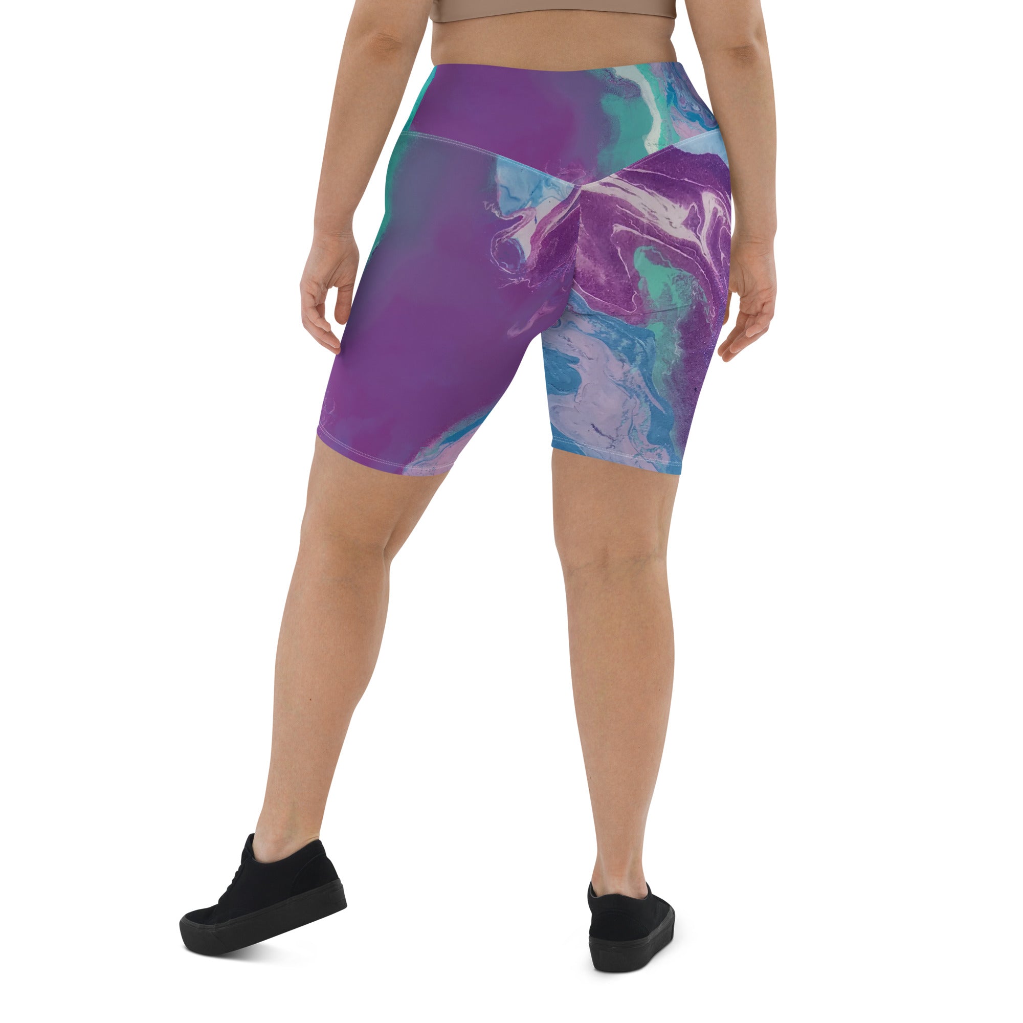 "Fluid Purple & Green" Biker Shorts