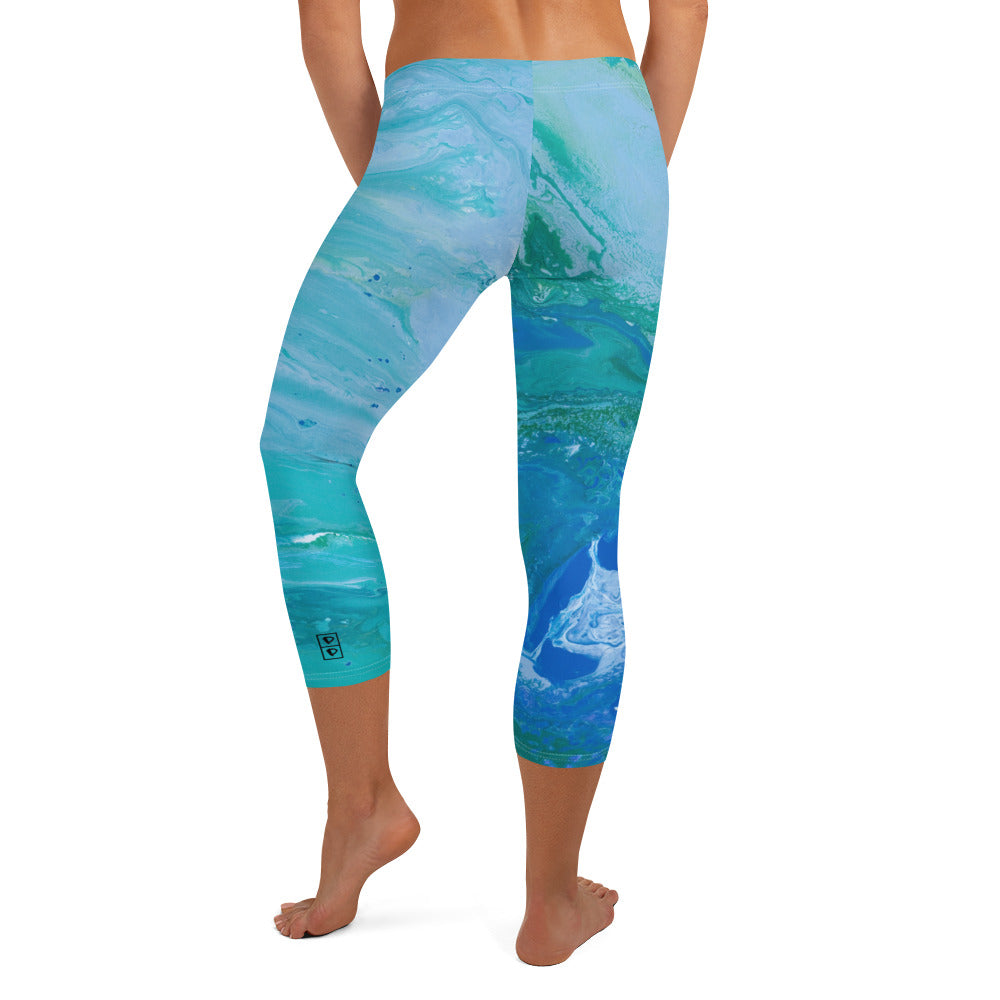 Fluid Turquoise | Women's Fine Art Regular-Waist Capris