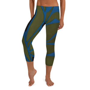 Avocado Leaves | Women's Fine Art High-Waist Capris