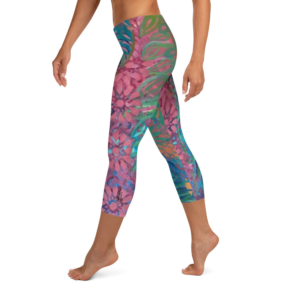 Flowers & Feathers | Women's Fine Art Regular-Waist Capris