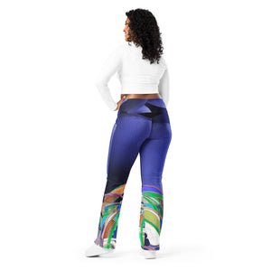 "Nicole's Abstract Blue" Flare Leggings