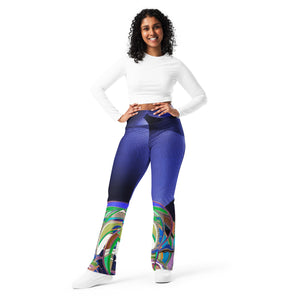 "Nicole's Abstract Blue" Flare Leggings