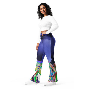 "Nicole's Abstract Blue" Flare Leggings