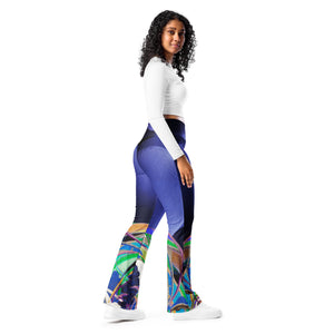 "Nicole's Abstract Blue" Flare Leggings