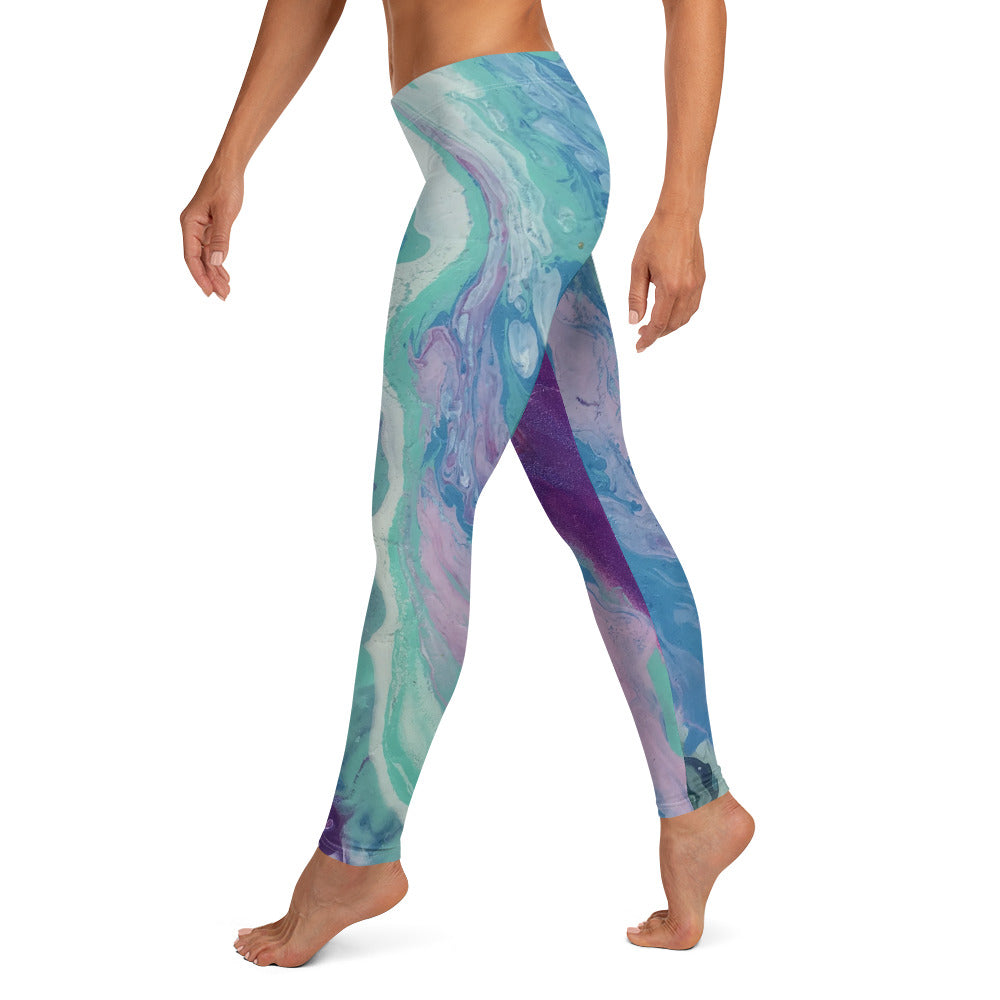 Fluid Purple & Green | Women's Fine Art Regular-Waist Leggings