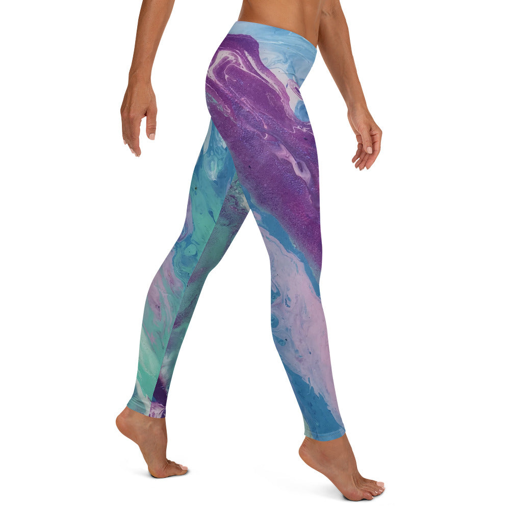 Fluid Purple & Green | Women's Fine Art Regular-Waist Leggings