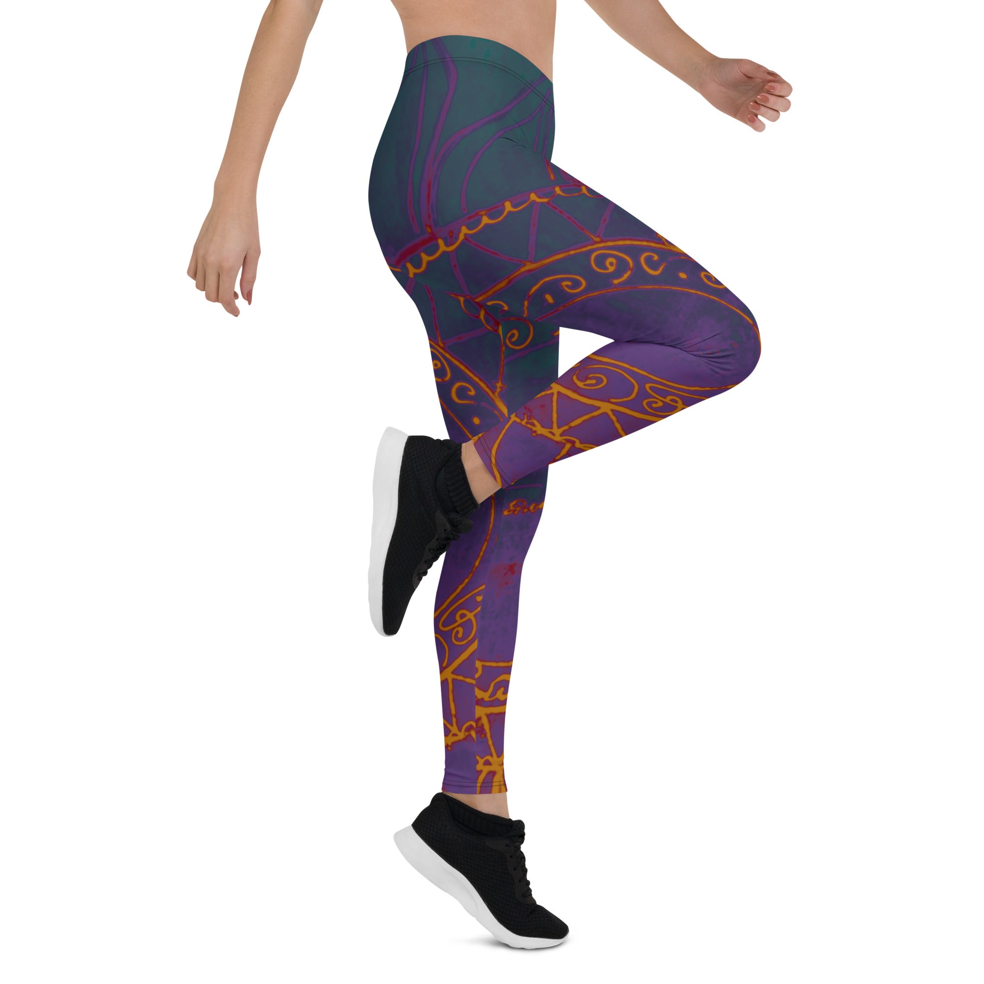 Sunburst with Deep Colors | Women's Fine Art Regular-Waist Leggings