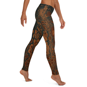 Cascade Black & Rust | Women's Fine Art Regular-Waist Leggings