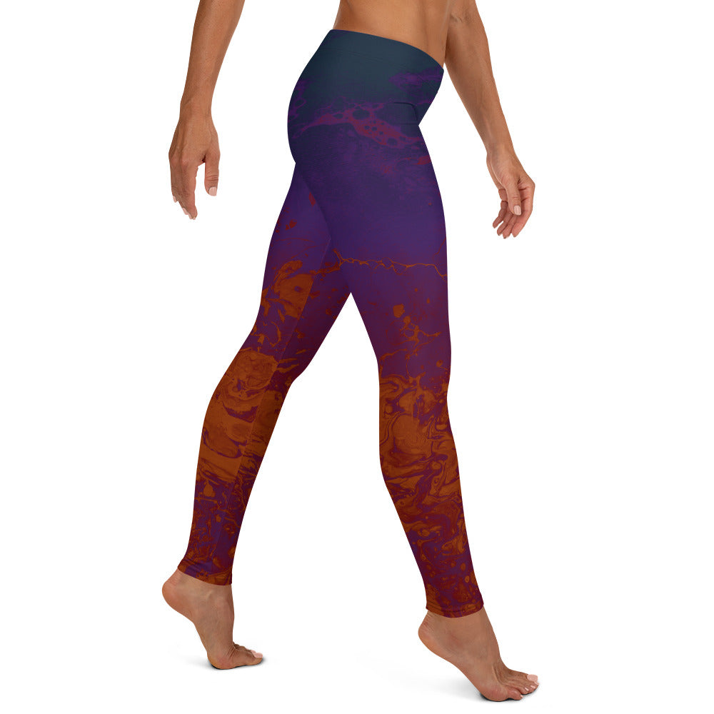 Ombre Dark Purple & Rust | Women's Fine Art Regular-Waist Leggings