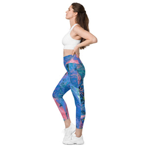 Fluid Coral & Blue | High-Waist Leggings With Pockets