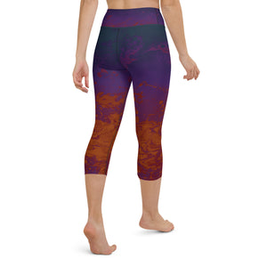 Ombre Dark Purple & Rust | Women's Fine Art High-Waist Capris