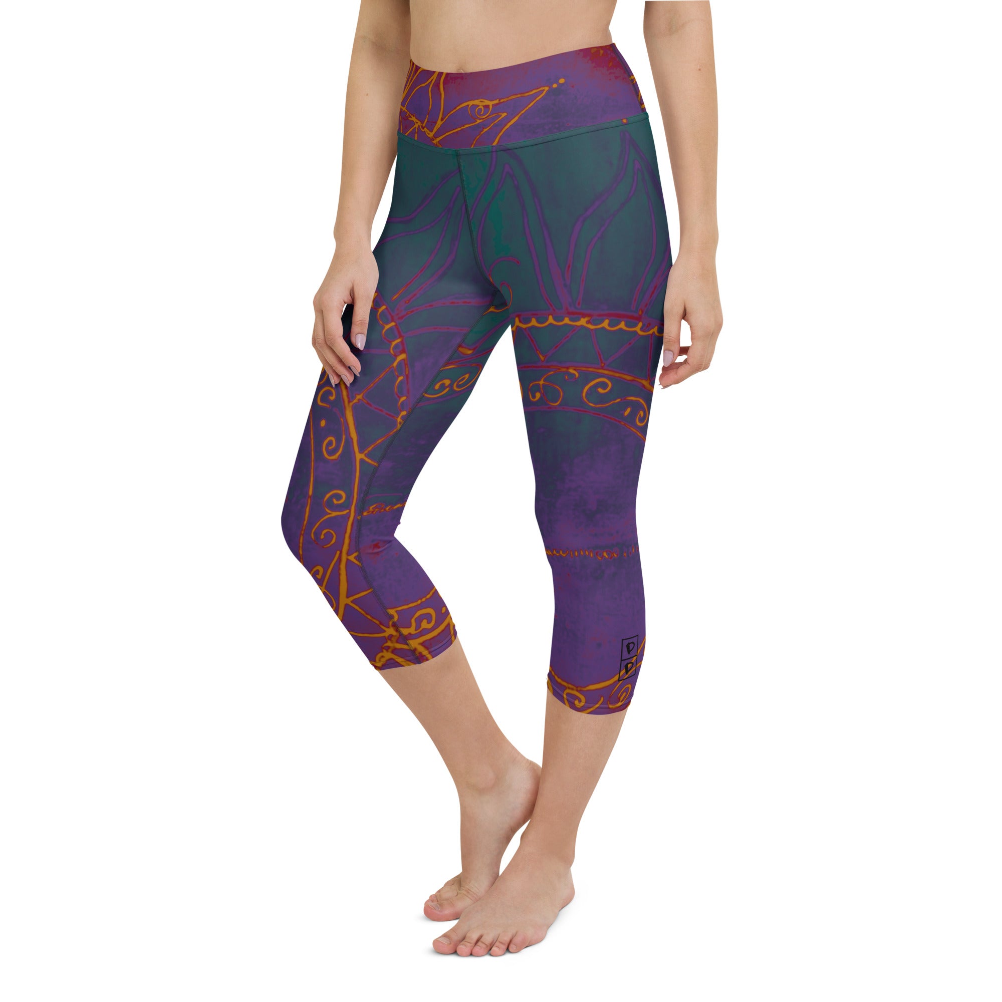 Sunburst with Deep Colors | Women's Fine Art High-Waist Capris