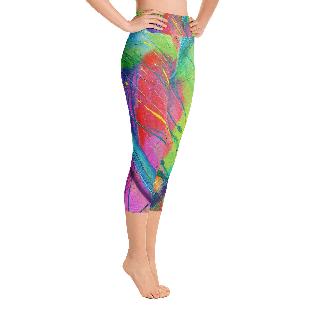 Heart of Color Rainbow | Women's Fine Art High-Waist Capris