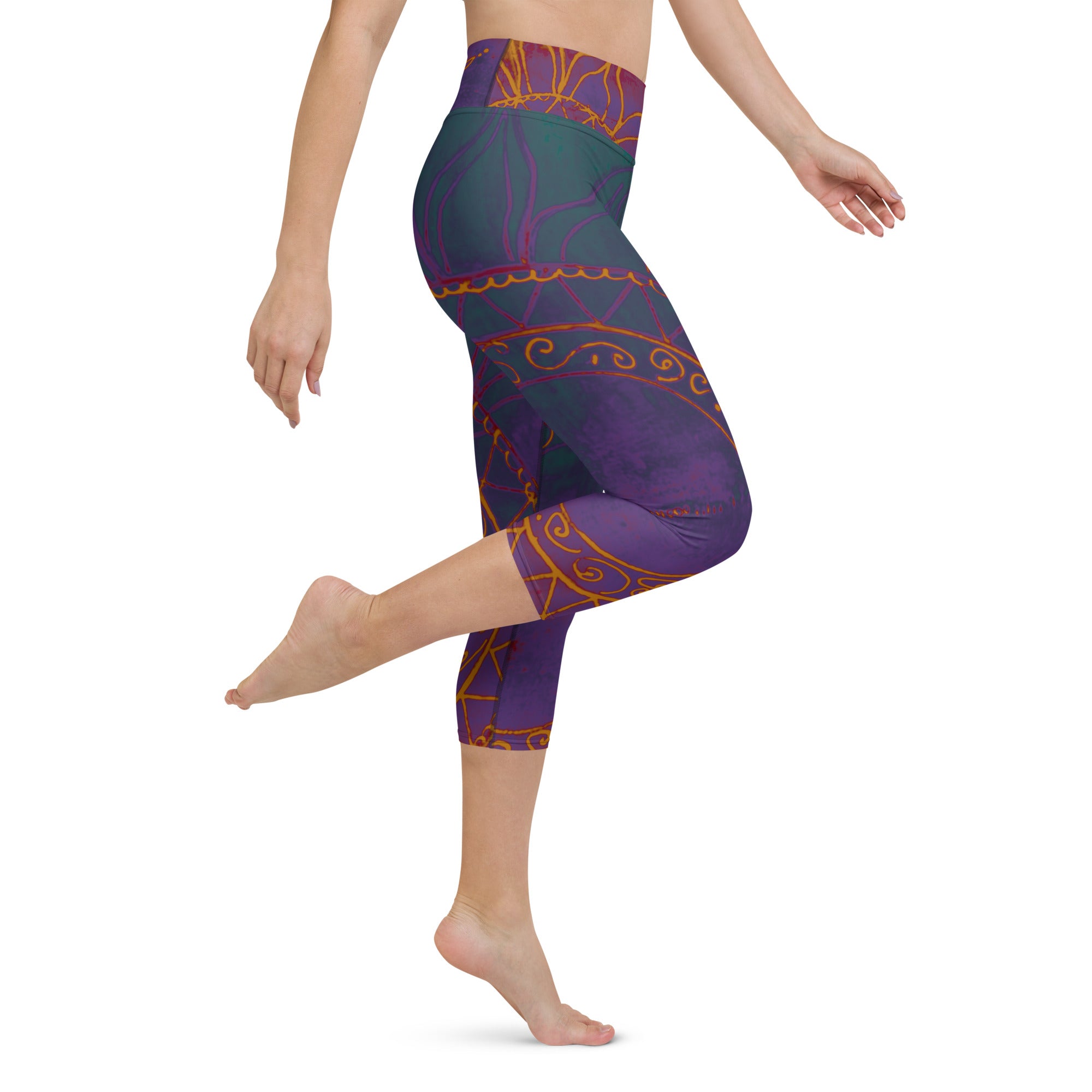 Sunburst with Deep Colors | Women's Fine Art High-Waist Capris