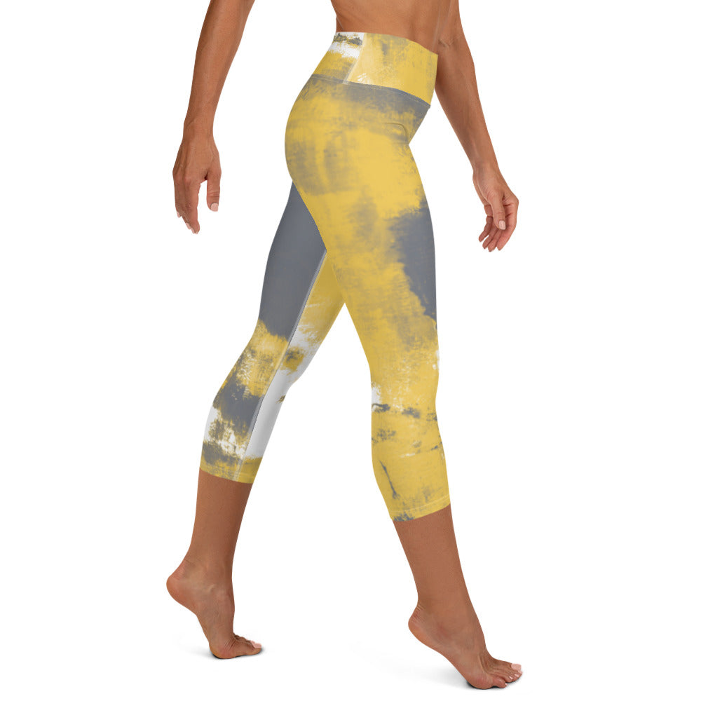 Peloton Cadent Tie Dye Capri Women's Sz Large Leggings Yellow/High
