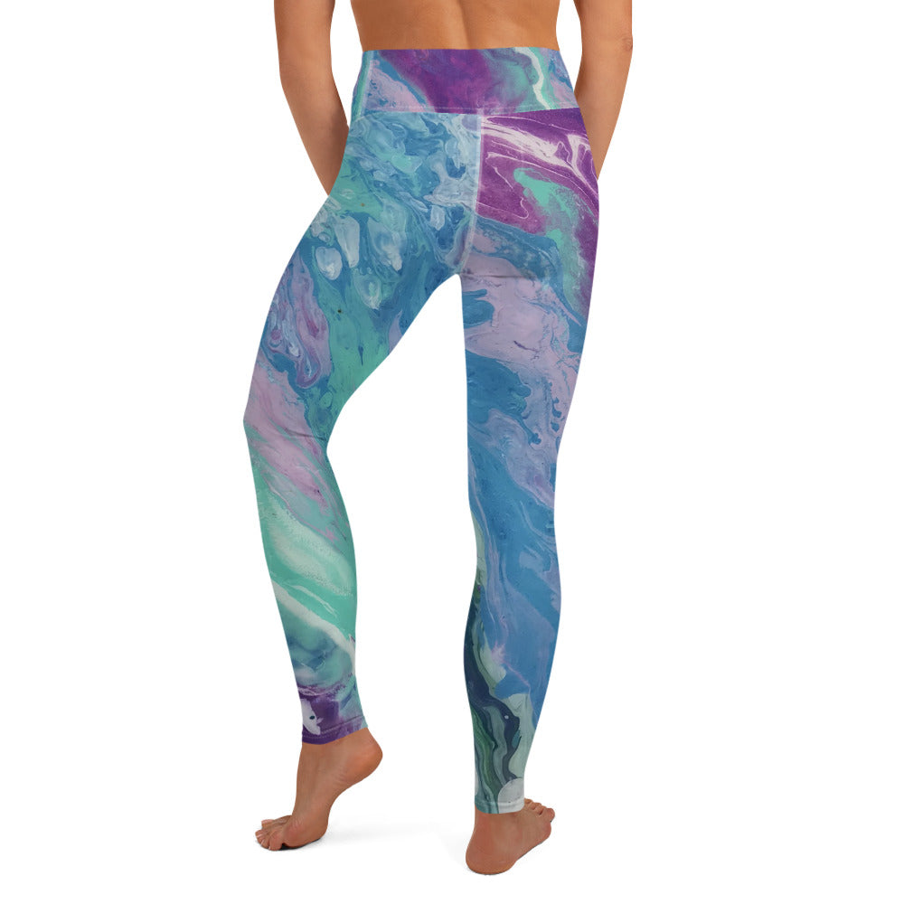 Fluid Purple & Green | Women's Fine Art High-Waist Leggings