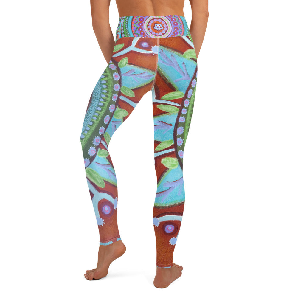 Mandala Turquoise | Women's Fine Art High-Waist Leggings