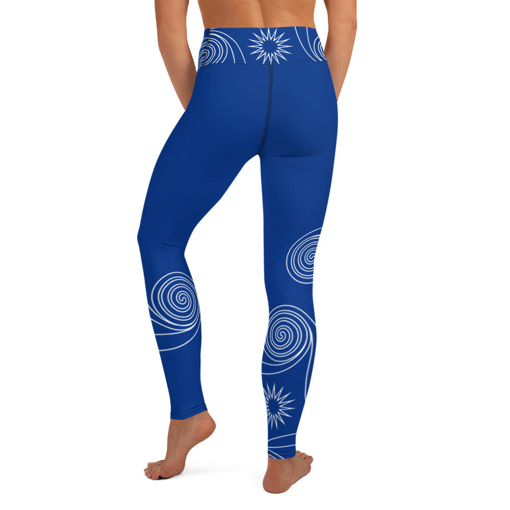 New College Blue with White Four Winds | Women's Fine Art High-Waist Leggings