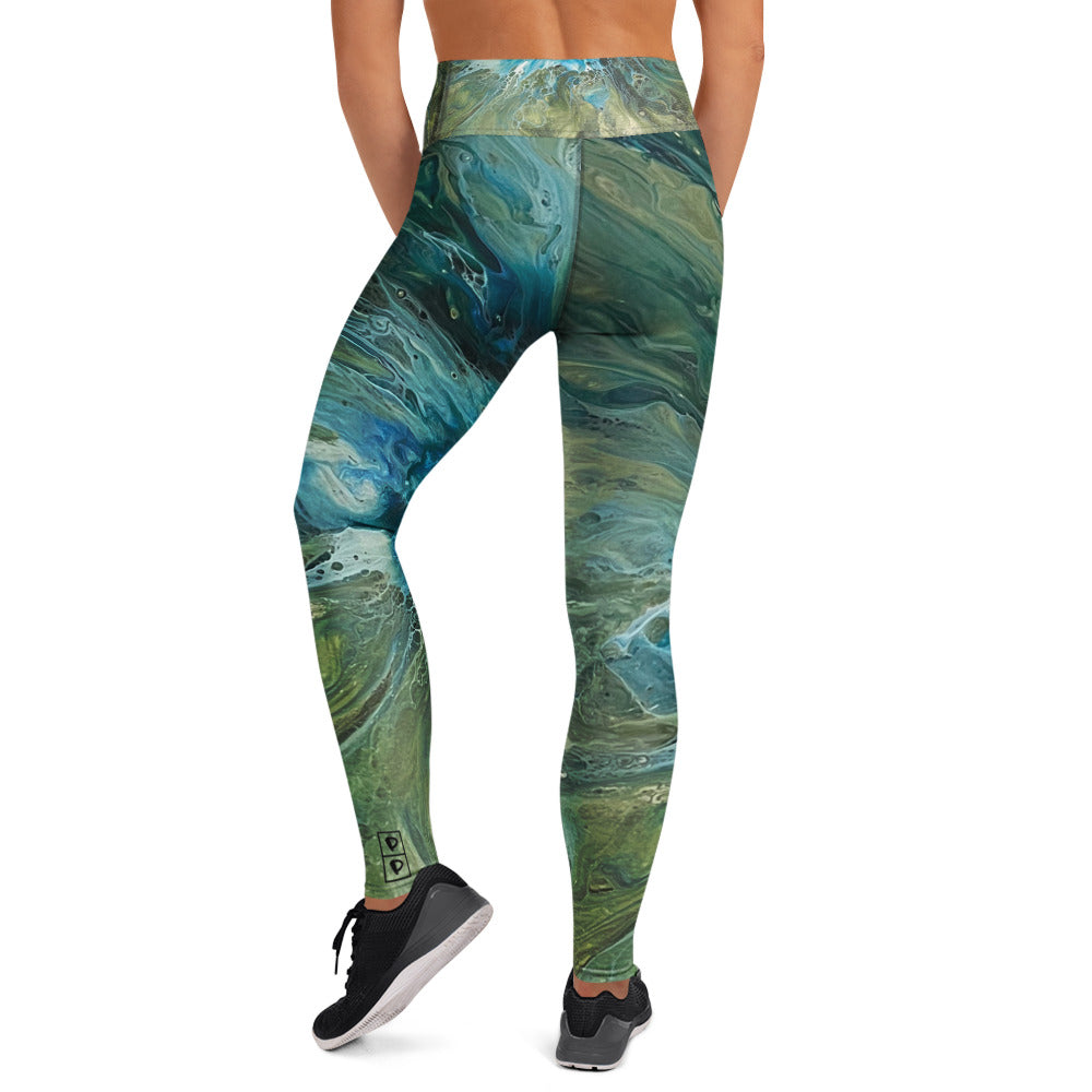 Fluid Green & Turquoise | Women's Fine Art High-Waist