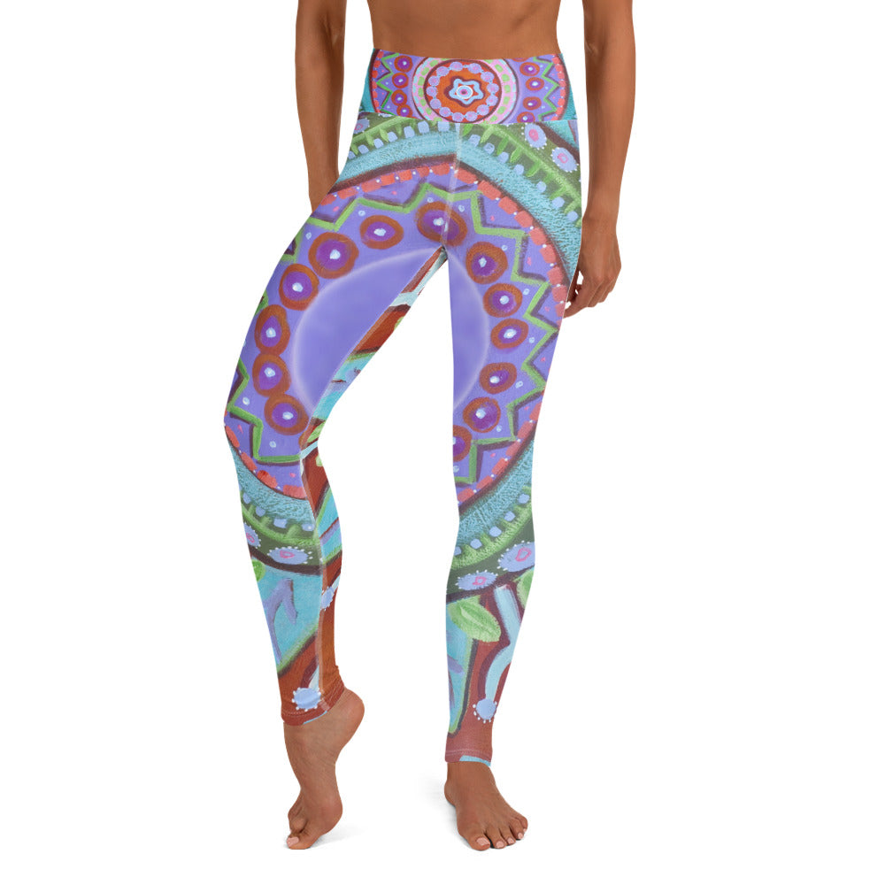 Mandala Turquoise | Women's Fine Art High-Waist Leggings