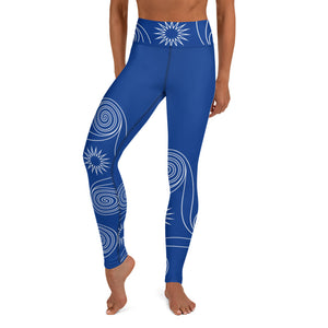 New College Blue with White Four Winds | Women's Fine Art High-Waist Leggings