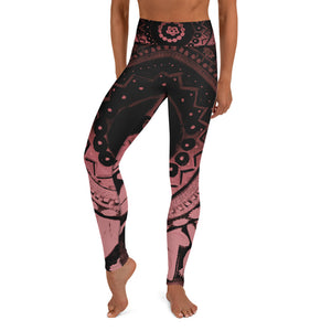 Mandala Pink | Women's Fine Art High-Waist Leggings